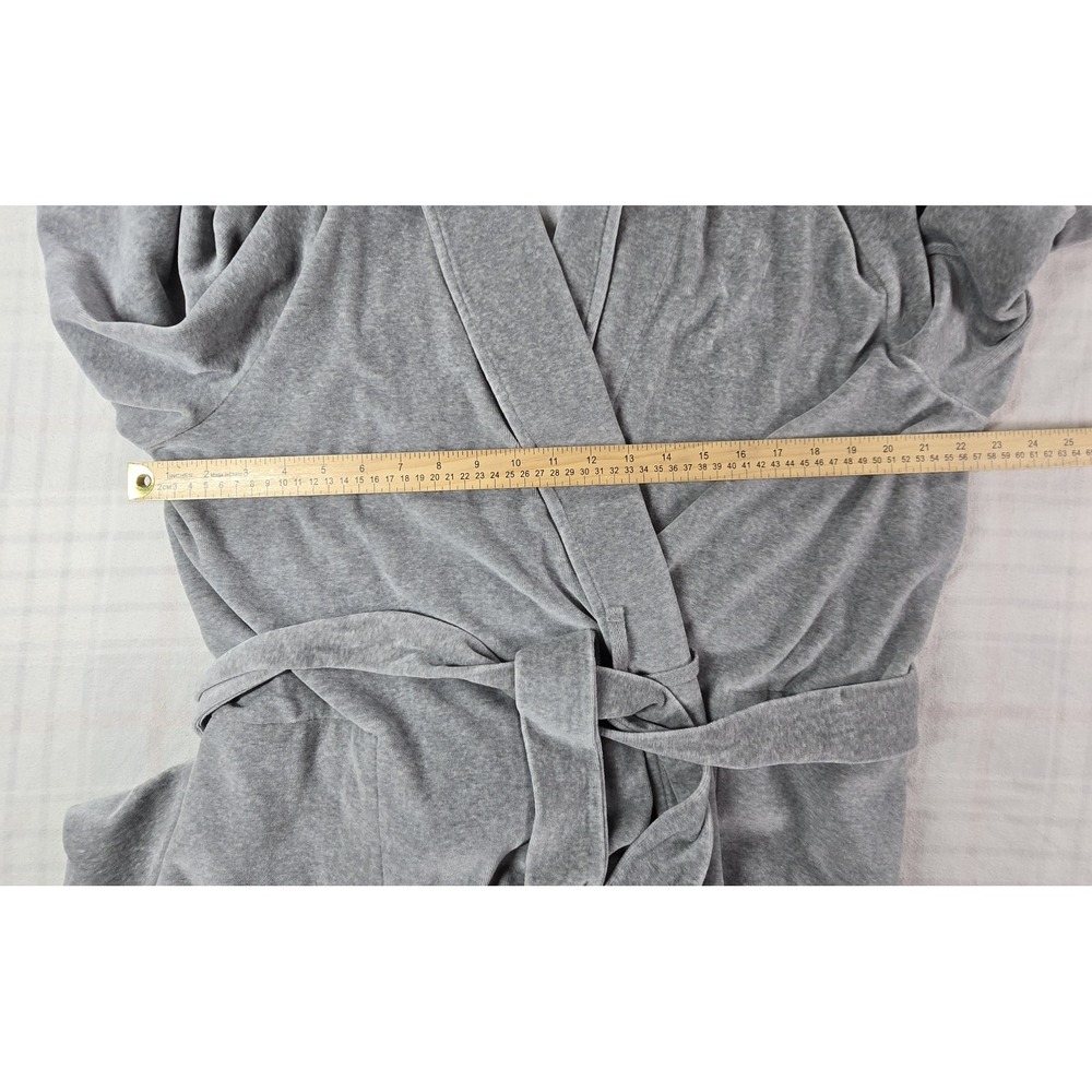 J Jill Sleep Shawl Collar Velour Tie-Waist Robe Pockets Gray XL - Picture 5 of 14